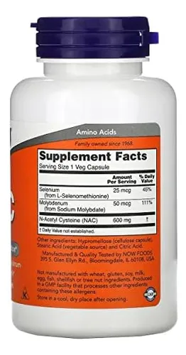 Now Alimentos, Nac 600 Mg, 100 Cápsulas