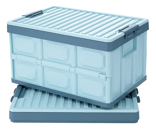 Jujiajia Blue Folding Plastic Stackable Utility Crates 2-pac