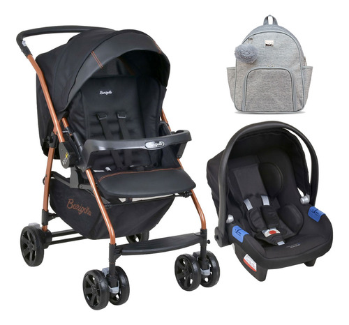 Kit Travel System Rio K Preto Cobre Com Mochila Barcelona