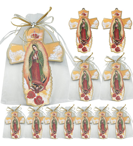 We 12 Pcs Cruz De Pared De Nuestra Señora De Guadalupe En Bo