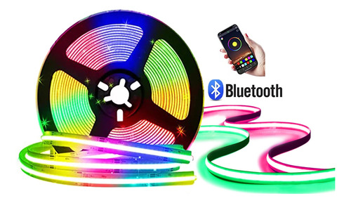 Cinta Led Cob Rgb + Sensor De Bluetooth 5mts