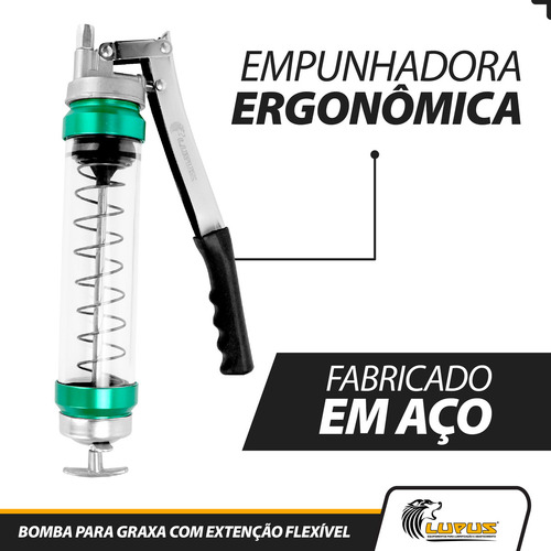 Bomba De Graxa Manual Engraxadeira Extenção Flexível Lupus