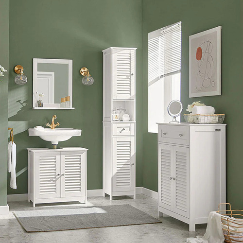 Simple Credenza Bufetera De Dos Puertas Con Relieve Blanco