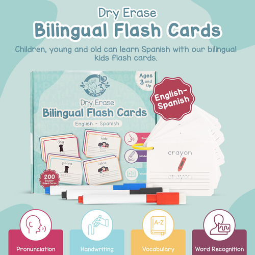 Flash Cards One, Two, Three 4 Me Inglés-español Para Niños M