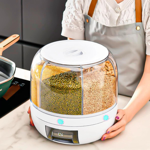 Dispenser Organizador De Alimento Giratório 6 Compartimentos
