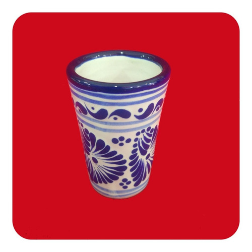Imagen 2 de 8 de Set 80 Tequileros De Talavera Poblana Azul Tradicional Tql