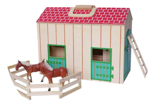De Caballos De Madera En Miniatura, Casa De Muñecas, Mesa
