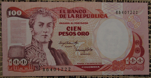 Imagen 3 de 4 de Billetes De Colombia Diez Pesos Oro- Series Consecutiva L 21
