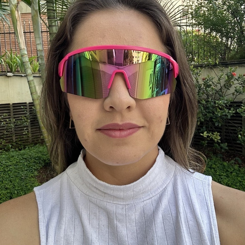 Óculos Esportivo Velocity Rosa Com Branco Baixa Pace®