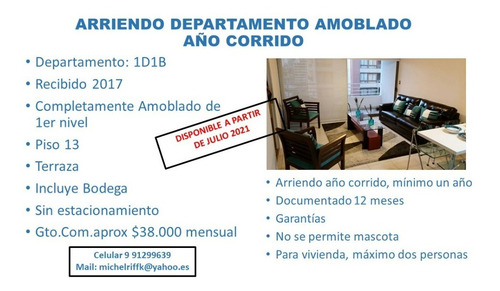 Imagen 1 de 21 de Metro Moneda 1d1b P13; Amoblado; Con Bodega; Paseo Bulnes