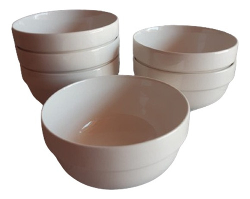 Pack 6 Pocillos Bowl De Ceramica Blanco Postres Multiuso
