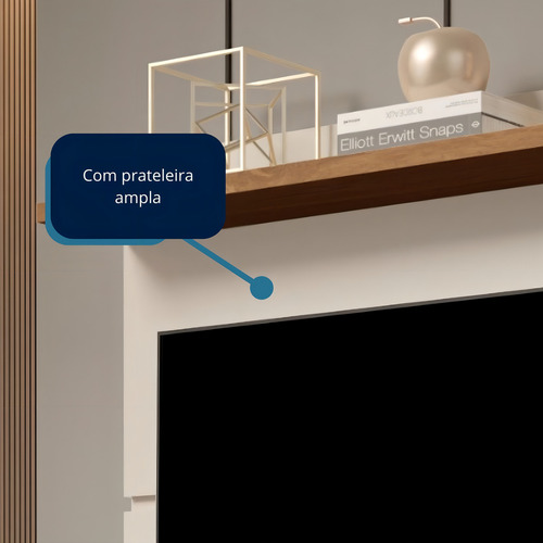 Painel Para Sala Quarto Tv Até 32 Polegadas - Mod.2006 Cor Off White/freijó