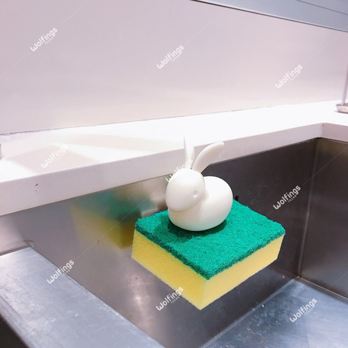 Imagen 6 de 9 de Soporte Para Esponja Conejo Con Sopapa Para Bacha De Cocina