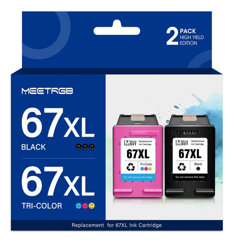 Meetrgb Remanufactured Para Hp Ink 67 Xl 67xl Reemplazo 1442