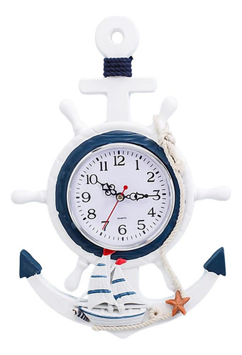 Reloj De Pared, Mxtia-001, 1 Pza, 23x33.5cm, Madera, Blanco/ Estructura Blanco Y Azul