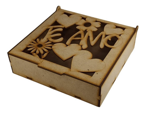 Imagen 2 de 9 de Caja Con Motivos Mama En Mdf Corte Laser