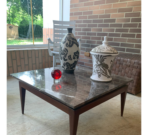 Mesa De Sala Estilo Mid Century De Mármol Y Madera