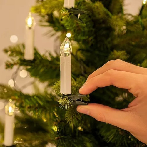 20 Luces Led Con Forma De Vela Para Árbol De Navidad Con