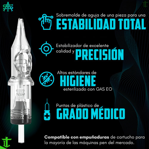 Cartucho De Tatuaje Profesional Rs Round Shader 10pzs Yilong Calibre De Las Agujas 1205