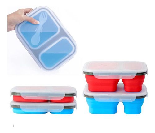 Cajas De Bento De Ecoberi Plegables, 2 Compartimentos, Micro