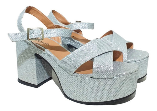 Imagen 1 de 6 de Sandalias Roma Glitter Plata