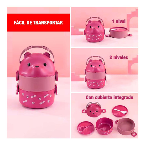 Taper Fiambrera Portátil Con Diseño 2niveles Bento Lonchera