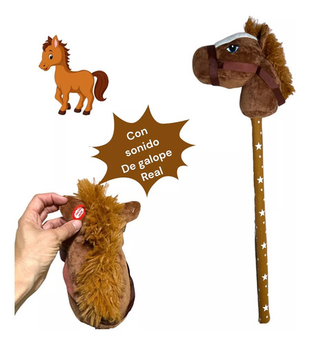 Caballito Unicornio Con Palo Realista Con Sonidos De Galope Marrón