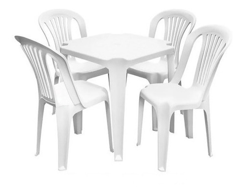 Conjunto sala de jantar Jr Plasticos Jr Plasticos Bistro com 4 cadeiras desenho liso mesa de  70cm comprimento máximo x 70cm de largura x 70cm de altura - Branco