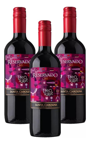 Kit 03 Vinho Santa Carolina Reservado Tinto Suave 750ml
