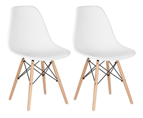  Loft7 Kit 2 Cadeiras Charles Eames Wood Eiffel Dsw Cor Da Estrutura Da Cadeira Branco