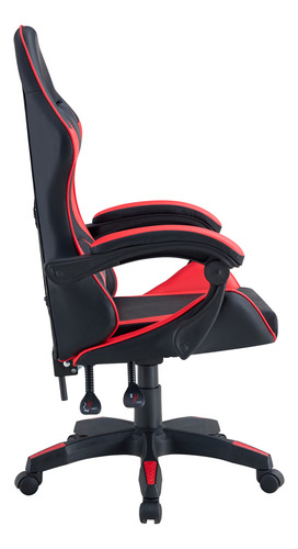 Silla Gamer Con Respaldo Alto Negra Y Roja Cuero Sintético