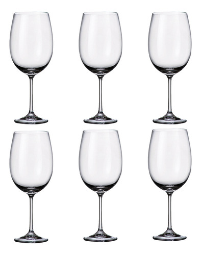 6 Taças De Cristal Para Vinho Bourgogne 640ml Milvus Bohemia