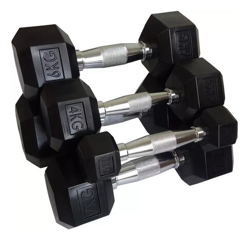 Dumbell Injetado Par De 12 A 20 Kg + Kit De Halter Injetado
