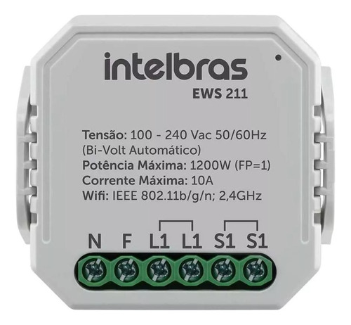 Interruptor Controlador De Cargas Wifi 1/1 Ews 211 Intelbras Cor Cinza