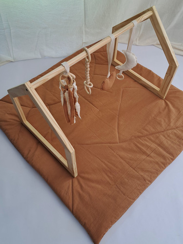 Gimnasio De Madera Montessori Para Bebes Completo Canela