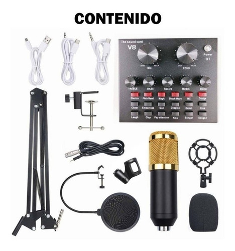 Imagen 9 de 10 de Set Microfono Condensador Mezcladora Bluetooth Celular Pc
