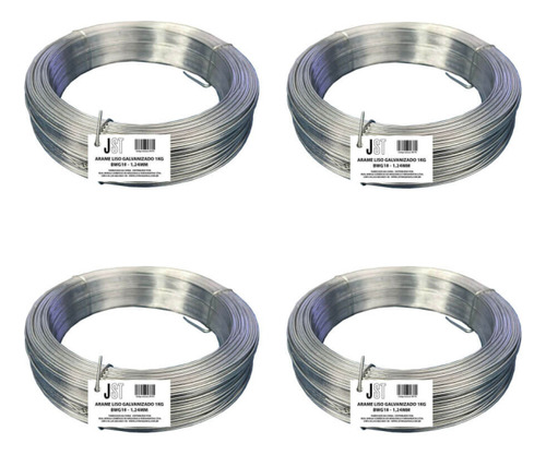 Kit Com 4 Kg De Arame Liso Galvanizado - Bwg18-1,24mm - Jst