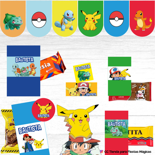 Kit Imprimible Personalizado Pokémon Pikachu Ash Cumpleaños