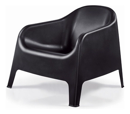 Sillon Individual Negro Plastico X2 + Mesa Auxiliar