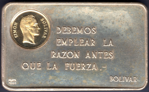 Lingote Plata 1000 Oro 900 22k Pensamiento Simón Bolívar 17
