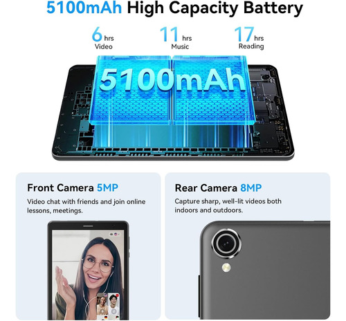 Tableta Android 15 De 8 Pulgadas Con Ranura Sim, 4g Lte Octa