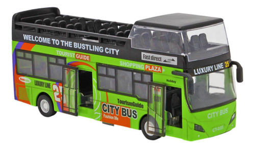 Toy De Autobús De Dos Pisos De Turismo Con Luces Y Verde