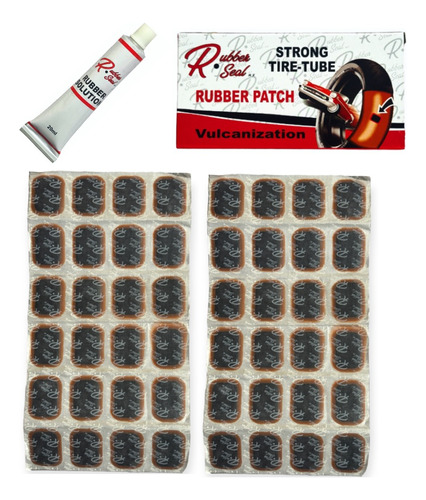 Parche Para Pegar En Frio Rubber Patch 48 Pz + Cemento Tubo