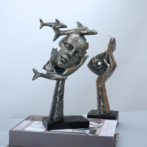 Escultura De Arte De Estatuilla De Pensador Nórdico Para