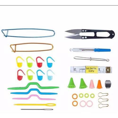 Imagen 3 de 4 de Kit De 33 Accesorios Para Tejido A Crochet O Palillos C003