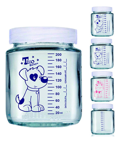 Kit 5 Copos Armazenar Leite Materno -200ml Cor Azul Cachorro