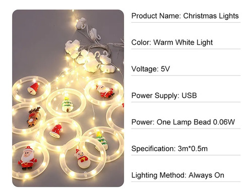 Lámpara De Cadena Navideña Usb De 3 M, Luces Para Muñecas, 1