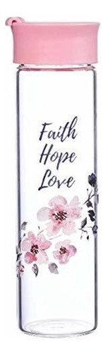 Faith Hope Love Botella De Agua Rosa Con 1 Corintios 13