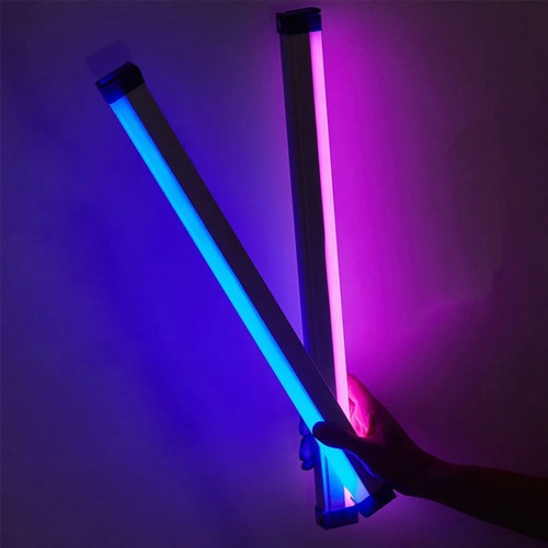 Luz De Tubo Led Rgb Colorida Usb 10w Lilás E Azul 32cm