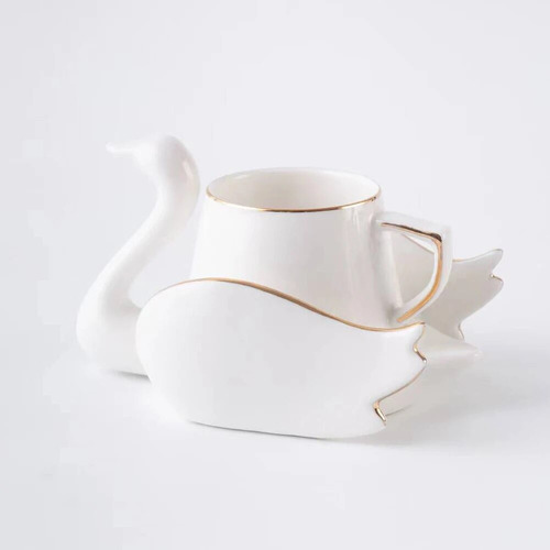 Juego De Tazas De Café Swan Luxury De Cerámica Con Mano Y